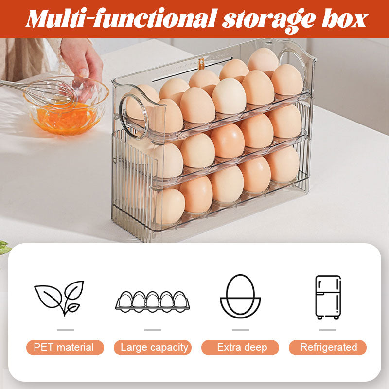 3 Layer 30 Cells Flip Egg Holder for Refrigerator