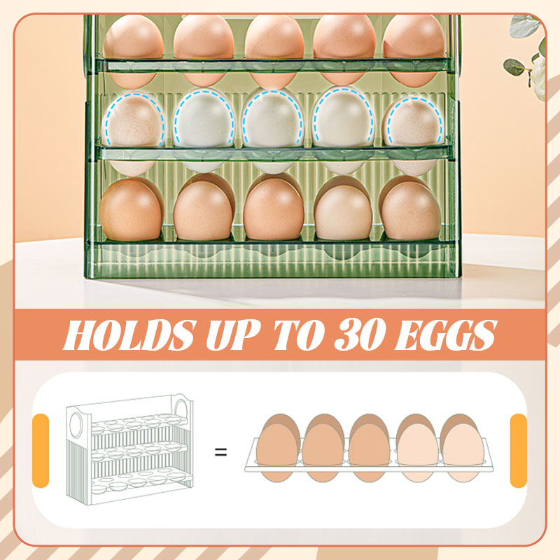 3 Layer 30 Cells Flip Egg Holder for Refrigerator